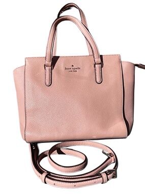 KATE SPADE NEW YORK JACKSON Medium Pebbled Leather Satchel Blush Tan Powder Pink